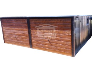Garaż blaszany 6x6 2x Brama + drzwi + 2x okno - ocynk - spad w tył -  pod ocieplenie GP205
