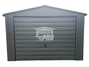 Garaż blaszany 3,5x7m  Brama uchylna - drzwi - rynny  Antracyt Dach dwuspadowy GP234