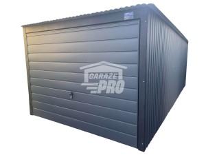 Garaż blaszany 3x7 brama uchylna - okno PCV - antracyt Dach spad w tył GP241