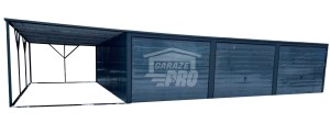 Garaż Blaszany 9x6 + wiata 3x6 -3x Brama uchylna - Antracyt - dach Spad w tył GP258