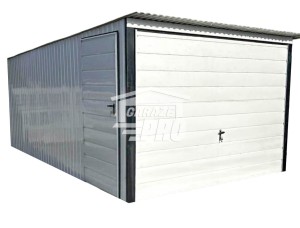 Garaż blaszany 3x5 brama uchylna - drzwi - Biały Dach spad w tył  GP275