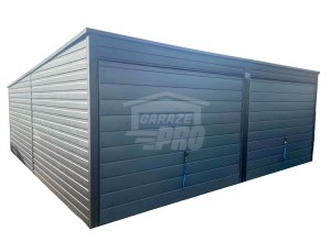 Garaż blaszany 6x6 2x Brama uchylna Antracyt Dach spad w tył  GP279
