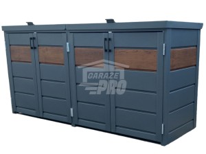 Zabudowa koszy na śmieci wiata śmietnikowa obudowa kubłów 275x80x120 cm 4x240L antracyt + ciemny orzech GP337