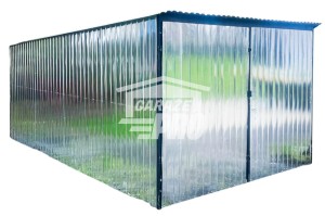 Blaszak - Garaż Blaszany - 3x5m - Brama Dwuskrzydłowa - Ocynk - Dach spad w tył  GP361