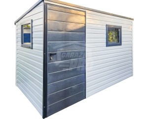 Schowek - Domek ogrodowy 3x2m - Drzwi - 2x okno - biały - antracyt - dach spad w tył  GP428