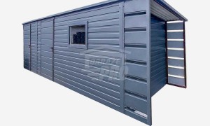 Schowek - Domek Ogrodowy 5x2m + Wiata 0,5m 2x Drzwi - Okno - dach spad w tył GP437