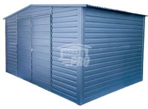 Schowek - Domek Ogrodowy 4x3m - Brama Dwuskrzydłowa - Antracyt - Dach dwuspadowy GP490