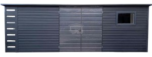 Schowek - domek ogrodowy 6x2,5m + wiata 0,5m - Brama dwuskrzydłowa - okno - antracyt - dach spad w tył GP518
