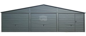 Garaż blaszany 9x6m - 3x Brama - drzwi  Antracyt  Dach dwuspadowy GP556