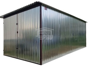 Garaż blaszany 3x4m Brama - ocynk - Dach  spad w tył GP578
