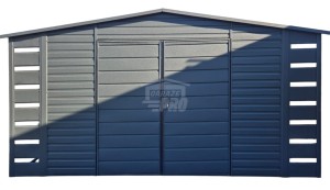 Schowek - Domek Ogrodowy 3x3 + 2x wiata 0,5m -  Brama Antracyt Dach dwuspadowy  GP588