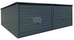 Garaż blaszany 6x6m - Brama uchylna - Antracyt Dach spad w tył GP596