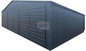 Garaż blaszany 10x6m - 3x Brama - Rynny - Antracyt - Dach dwuspadowy GP601