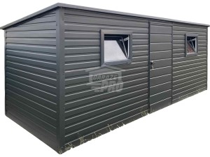 Schowek - Domek Ogrodowy 5x2m - drzwi - 2x okno - antracyt - dach spad w tył GP619