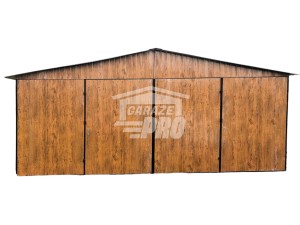 Garaż blaszany 6x6 2x Brama dwuskrzydłowa drewnopodobny Dach dwuspadowy - wolnostojący GP115
