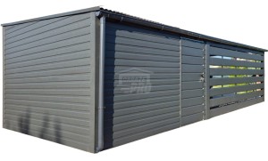 Schowek - domek ogrodowy 3,5x3m - wiata 5m - drzwi - antracyt - dach spad w tył - rynna GP691