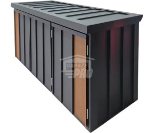 Zabudowa koszy na śmieci wiata śmietnikowa obudowa kubłów 177x65x110 cm 3x120L antracyt + jasny orzech GP710