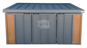 Zabudowa koszy na śmieci wiata śmietnikowa obudowa kubłów 177x65x110 cm 3x120L antracyt + jasny orzech GP711