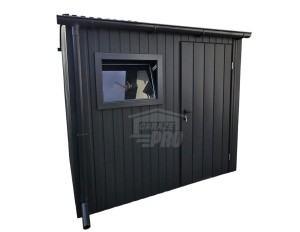 Domek ogrodowy 2,5x2 m - drzwi - okno - antracyt - dach dwuspad odwrócony - rynny GP738