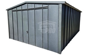 Garaż blaszany 4x6 m - brama uchylna - antracyt - blacha na rąbek - dach dwuspadowy GP741