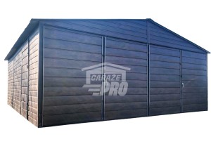 Garaż blaszany 6x7 2x Brama  drewnopodobny Dach dwuspadowy GP122