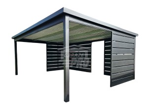 Carport - Wiata samochodowa 6x4 m - dodatkowa zabudowa - antracyt - dach spad w tył - rynna GP760