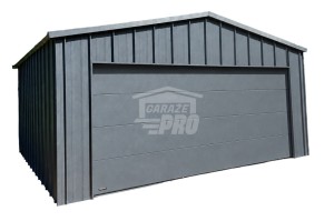 Garaż blaszany 6x5,5 m - brama segmentowa - drzwi - antracyt - blacha na rąbek - dach dwuspadowy GP769