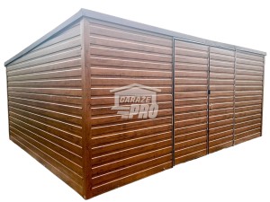 Domek ogrodowy Garaż  6x4m  Brama dwuskrzydłowa + okno drewnopodobny Dach spad w tył GP125  