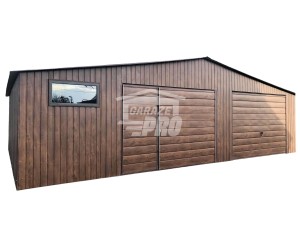 Garaż blaszany 9x6 2x Brama + Drzwi + okno drewnopodobny Dach dwuspadowy GP137