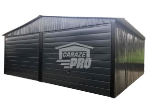 Garaż blaszany 6x6 2x Brama uchylna Czarny Dach dwuspadowy - wolnostojący GP149