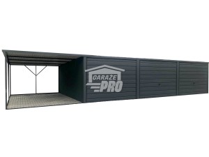 Garaż blaszany 9x6 + wiata 3x6 3x Brama uchylna  antracyt spad w tył  GP162  