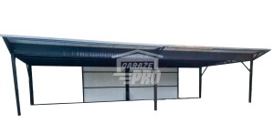 Wiata samochodowa 8x6m częściowa zabudowa + rynna GP167  
